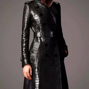 🌹NWT Crocodile Print Vegan Trench Raincoat  lining Black. XL